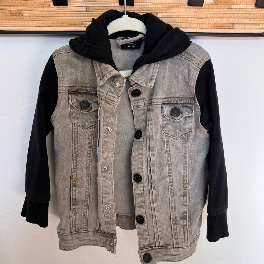 Little bipsy denim hooded jacket size 18-24 months.